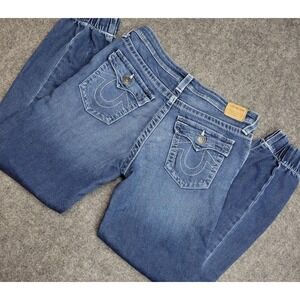 True Religion Jeans Womens 14 Blue Tapered French Terry Boho Streetwear Y2K